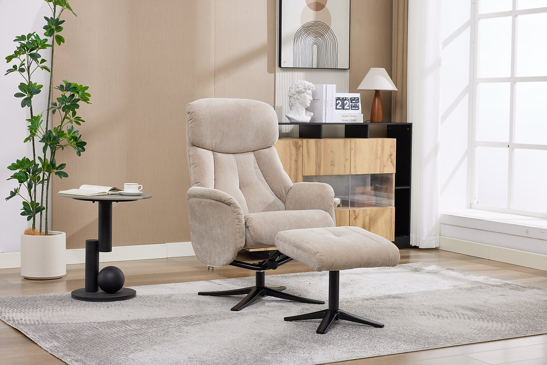Swivel Recliner Chair & Stool - Image 5