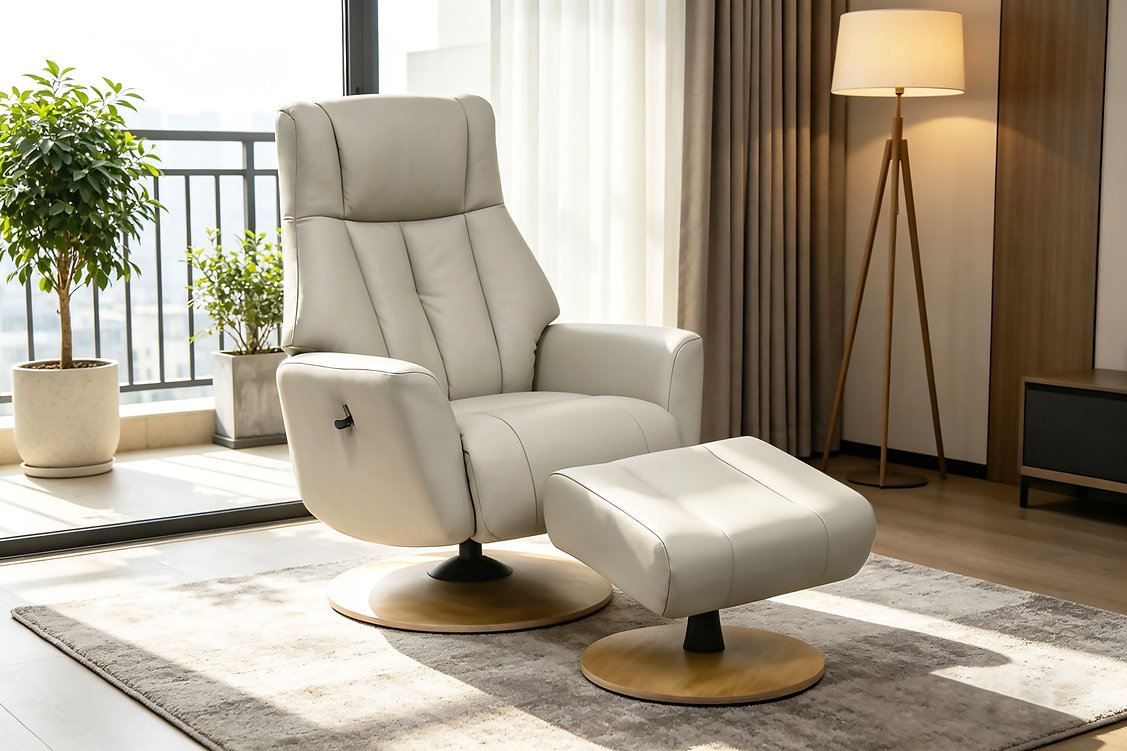 Swivel Recliner Chair & Stool - Image 3