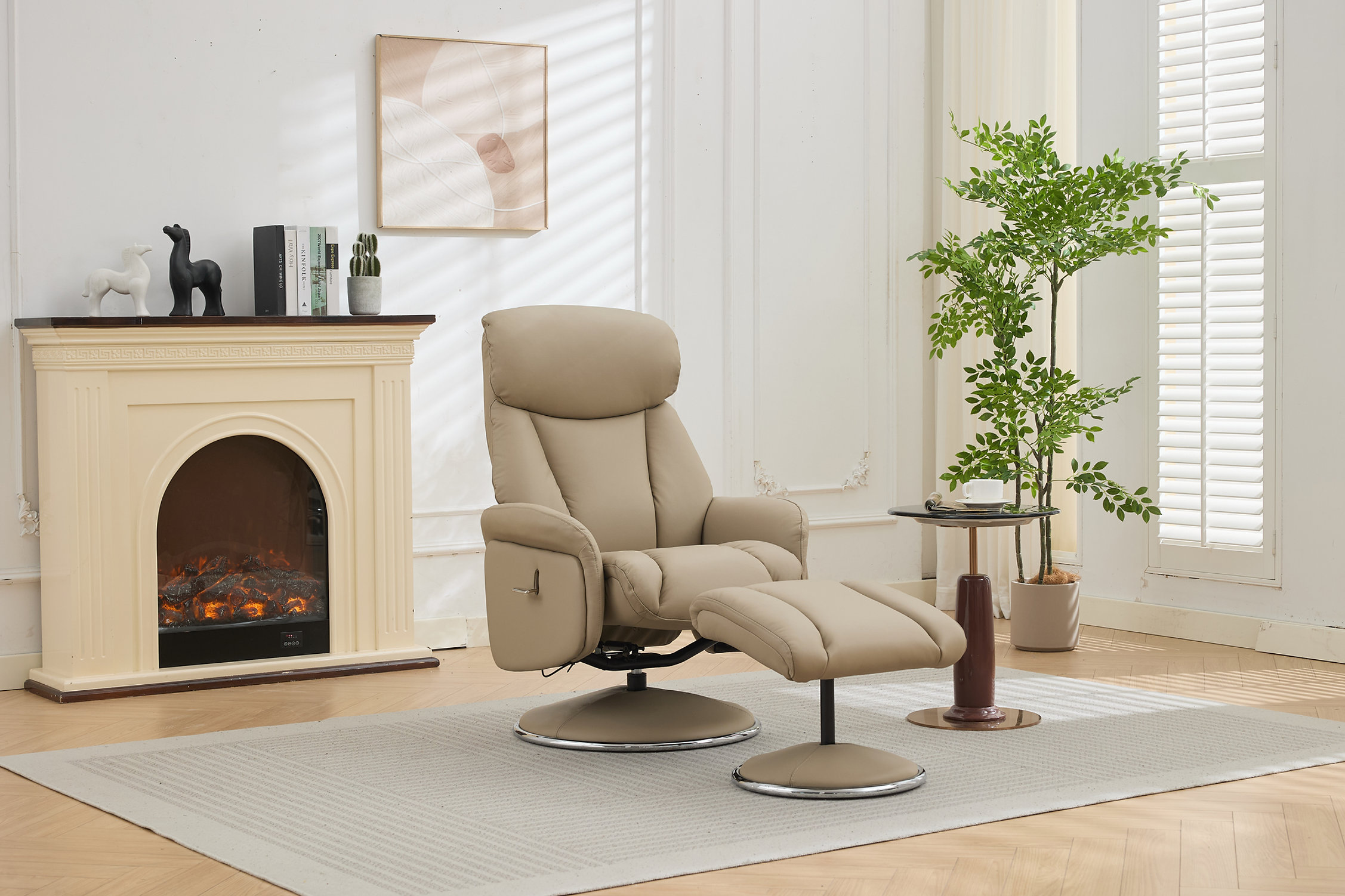 Swivel Recliner Chair & Stool - Image 6